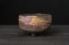 Yellow and pink chawan, Raku tea bowl