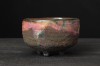 Yellow and pink chawan, Raku tea bowl
