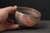 Yellow and pink chawan, Raku tea bowl